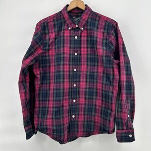 Abercrombie Fitch Shirt Mens L Red Green Plaid Dadcore Preppy